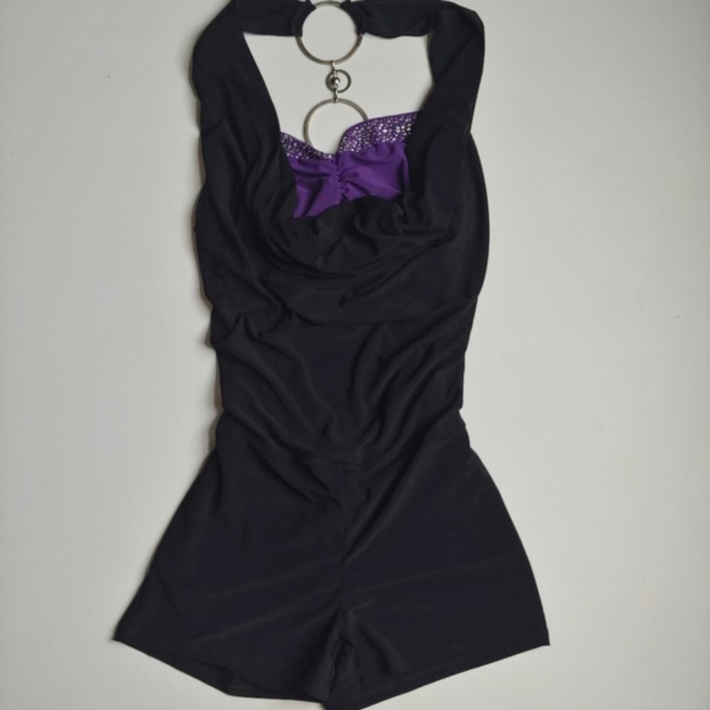 Purple and Black Unique Dance Costume